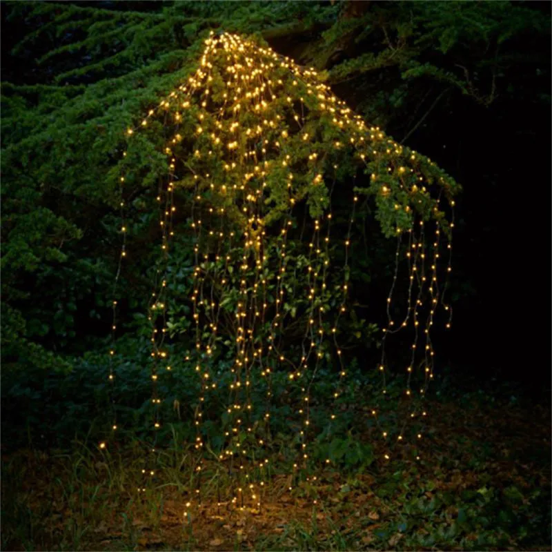 Светодиодный медный провод гирлянды струнный водопад свет рождественский ветка свет для сада наружная вечерние дерево украшения