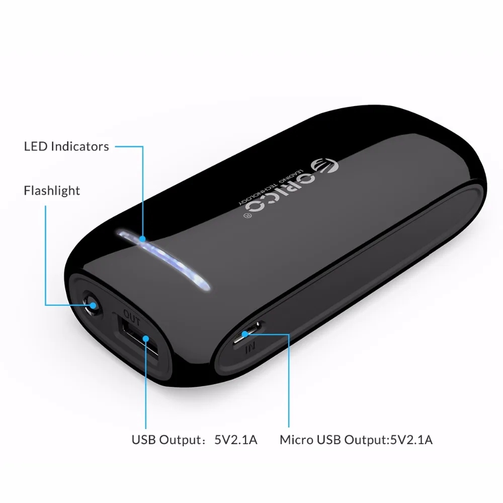 Портативное зарядное устройство ORICO 4000 мАч внешний аккумулятор Micro USB вход со