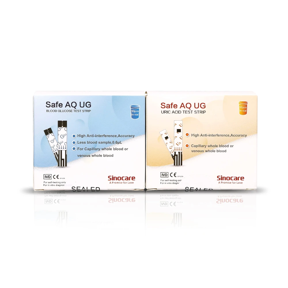 

SINOCARE 50 strips for Safe-UG Blood Glucose and Uric acid testing Accurate results Rapid testing Convenient to use and carry