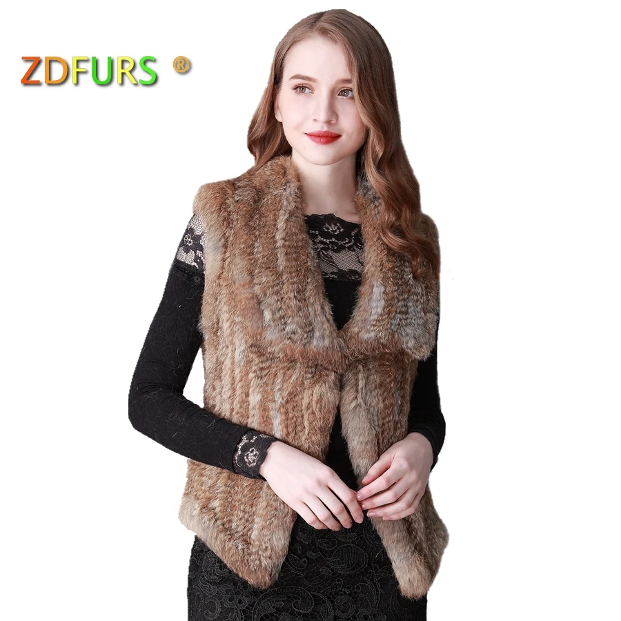 ZDFURS * Горячая Распродажа брендовые кроличий мех жилет вязаное Покрывало