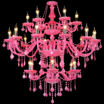 

European Luxury Pink Crystal Chandelier Lighting 5/6/8/10/12/15/18/24 Arms K9 Crystal Chandeliers Lustres Para Sala Led Avize