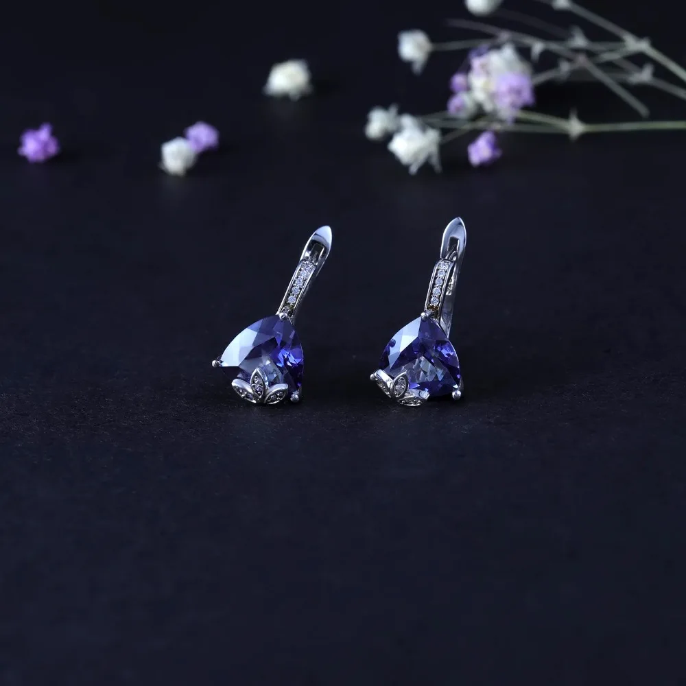 GEM'S BALLET 6.10Ct натуральный иолит Синий Мистический Кварц серьги 925 пробы серебряные треугольные серьги-гвоздики для женщин хорошее ювелирное изделие