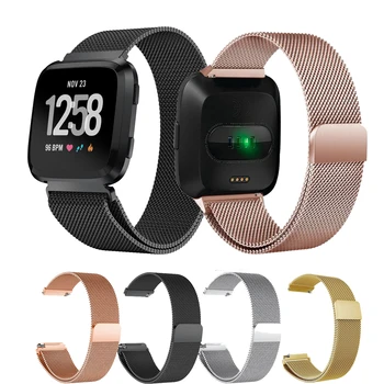 

Stainless Steel Magnetic Milanese Loop Band for Fitbit versa Replacement Wristband metal wrist Strap for Fit bit versa Watchband