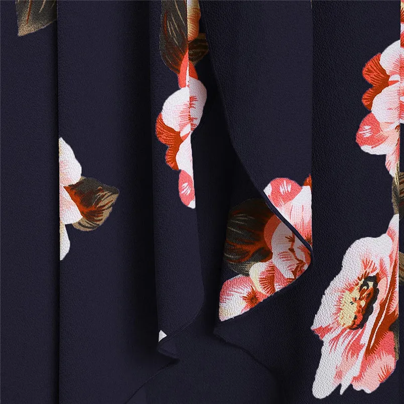 New Fashion Women Summer Short Sleeve Front Cross Cross Top Floral Print Mini Dress Elegant Ladies Casual Party Vestidos #4R09   (7)