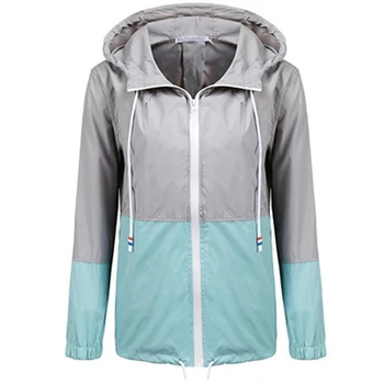 

2019 Fashion Women's Zip Hooded Trench Windbreaker Jackets Rain Coats Ladies Casual Outdoor Travel Sportwears