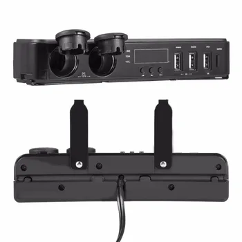 

Universal Car Seat Headrest Mount 3 Port 5V 3A USB Charger + Cigarette Lighter Voltage Temperature Time Display Adapter