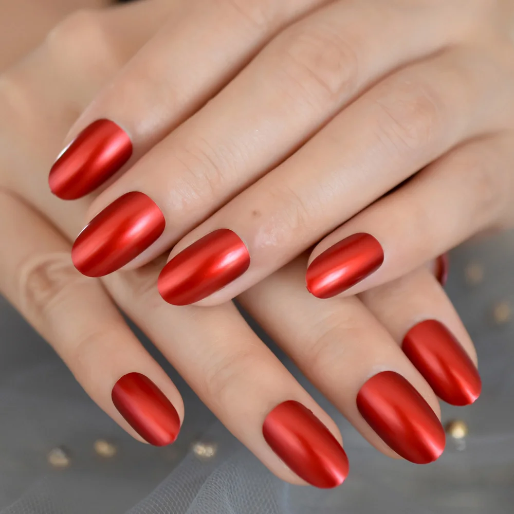 Блестящие красные поддельные ногти квадратная средняя пресса на ногти блестки украшения ногтей советы, включая клей стикер - Цвет: L5186