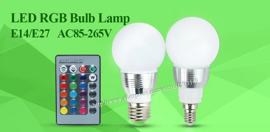 Высокое качество E27 E14 3 Вт RGB LED 16 Цвет изменение свете свечи лампы Spotlight лампы AC85-265V с Дистанционное управление