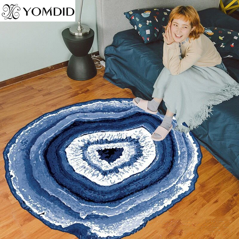 

Tree Rings Carpet Mediterranean style Rug Blue Lake Living Room Anti-slip Rug 80cm/100cm/120cm Chair Mat for Kid Room Home decor