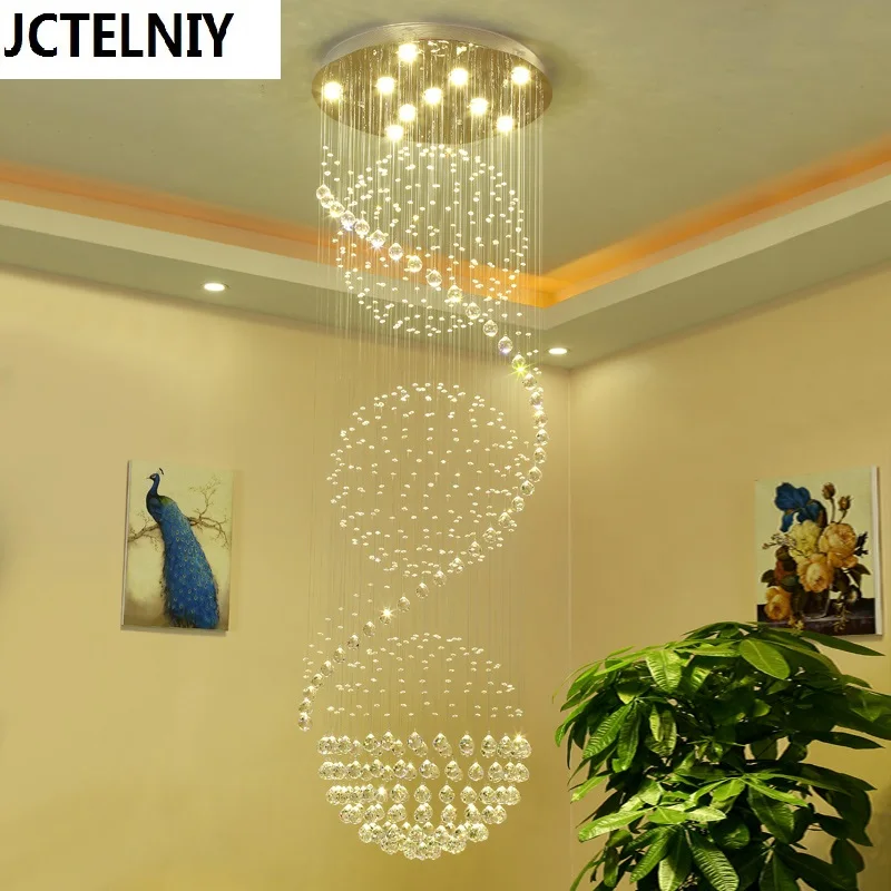 Buy Modern brief stair pendant light crystal long