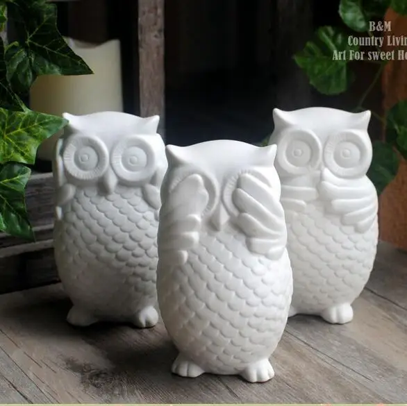 3 Pcs Lot White Ceramic Owl Figurines Ornaments Modern Home Decors 3 Pcs Lot White Ceramic Owl Figurines Ornaments Modern Home Decors Creative Animal Statues