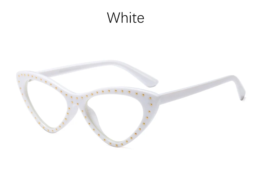 Кошачий глаз очки оправа женские сексуальные для чтения поддельные женские очки прозрачные треугольные оправы для очков для женщин прозрачный компьютер - Цвет оправы: White