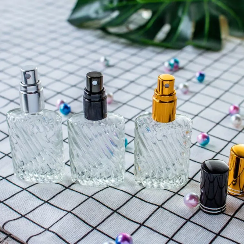 

H&D Set of 3,Portable Transparent Glass Perfume Empty Bottle Refillable Atomizer for Travel 12ml