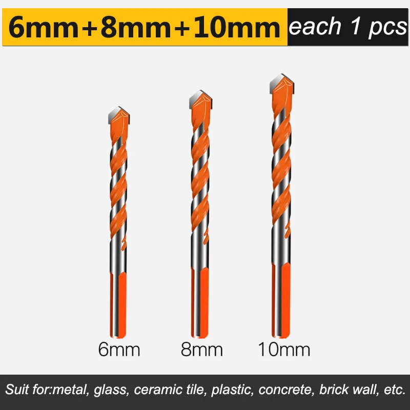 6 мм-12 мм электрические инструменты треугольный хвостовик дрель молоток бетон керамика плитка Металл сверло Набор DIY настенное Отверстие пила бурение - Цвет: D01212
