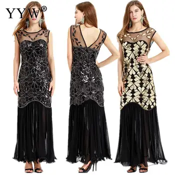 

Women Vintage 1920s Bead Fringe Sequin Lace Party Dress Flapper Dress Women Summer Daily Fashion Sleeveless Sexy Evening Dresses
