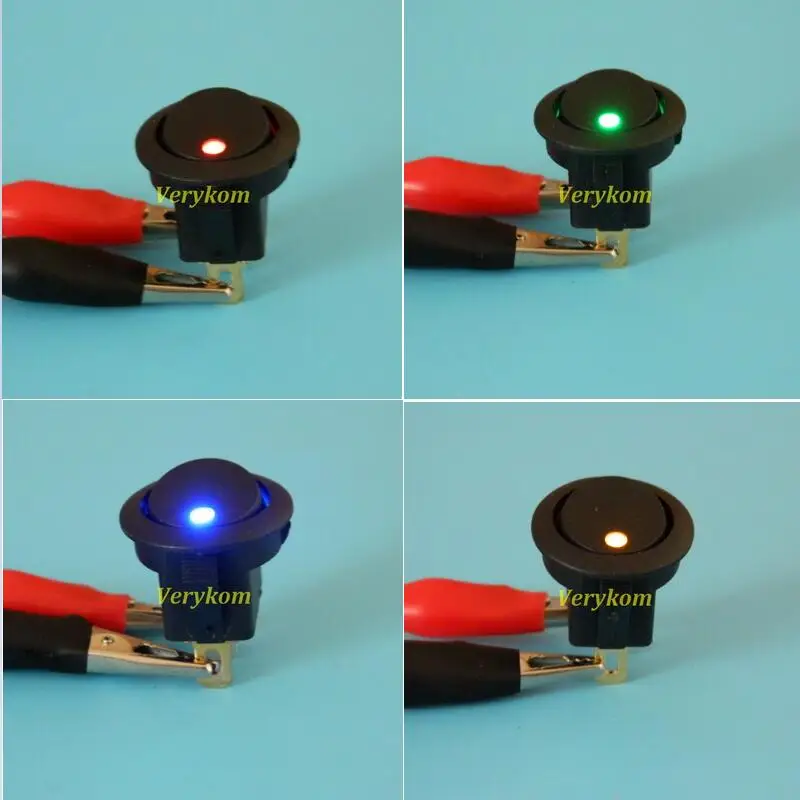 

Red Green Blue Yellow 12V LED Dot Light Car Boat Round Rocker ON/OFF SPST Switch 3 Pins With LED High Brightness led
