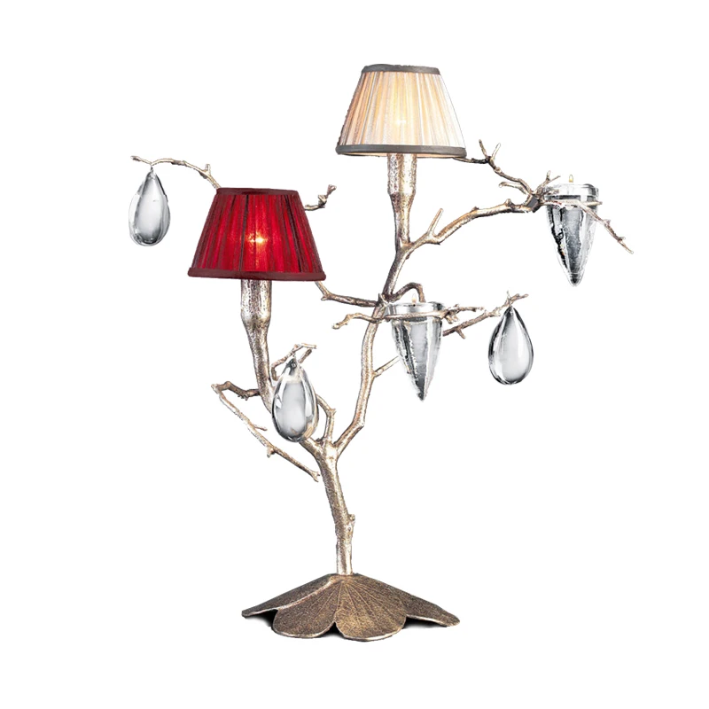 

Phube Lighting Large Artistic Copper Branches Table Lamp Luxury Crystal Desk Lamp Lighting Villa Office Light Lighting