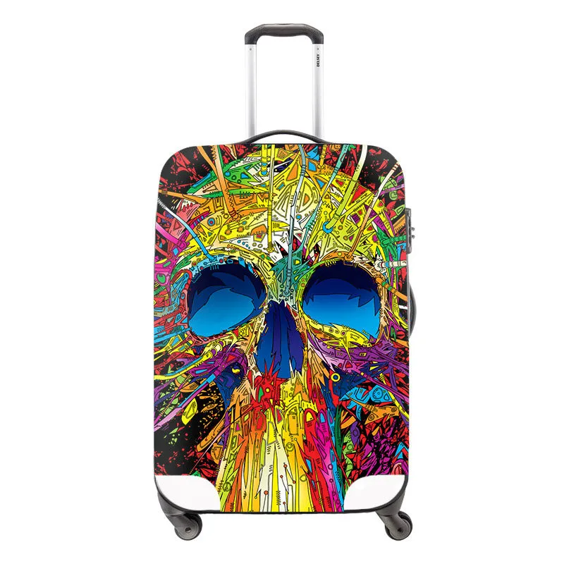 4 Cool Skull Print Travel Luggage Protective Cover Fashion Elastic Luggage Cover Waterproof Luggage Covers For 18-30 inch Suitcase