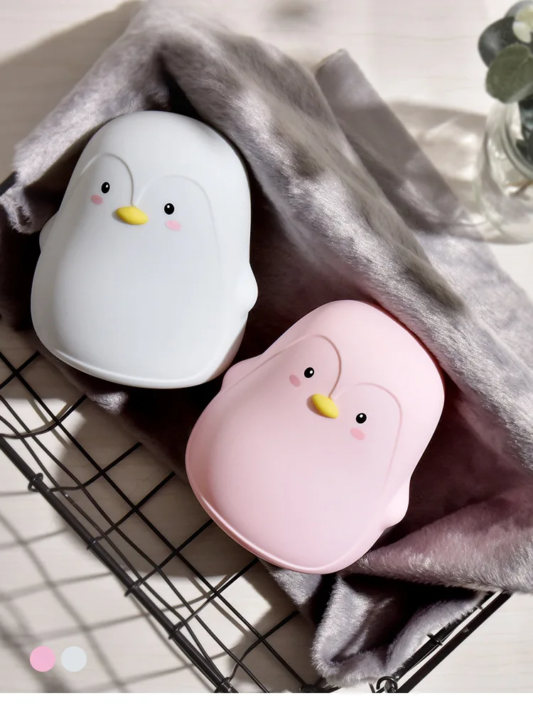 Animal Silicone Cute Penguin LED Night Light with USB Rechargeable Battery Pat Switch Birthday Gift Eye Protect Bedside Salon nite light