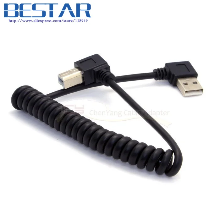 Угловой Прямоугольный USB 2 0 A штекер B угловой 90 градусов растягивающийся Кабель