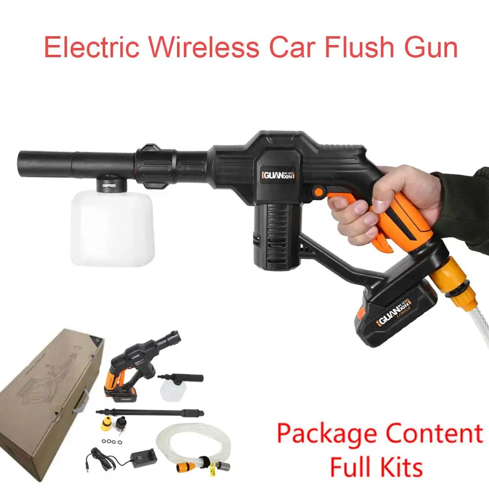 

Electrical Car Flush Gun Washing Gun Wireless Cordless Water Power Cleaner Garden Washer 5 Modes Adjustable Hose 5M Pipe