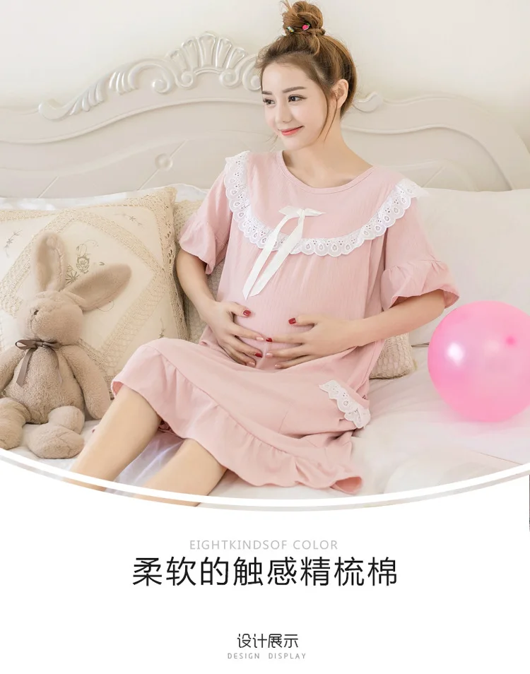 Big Size Maternity Nursing Nightdress Summer for Pregnant Women dress Pregnancy Pajamas Breast Feeding Nightgown Dress