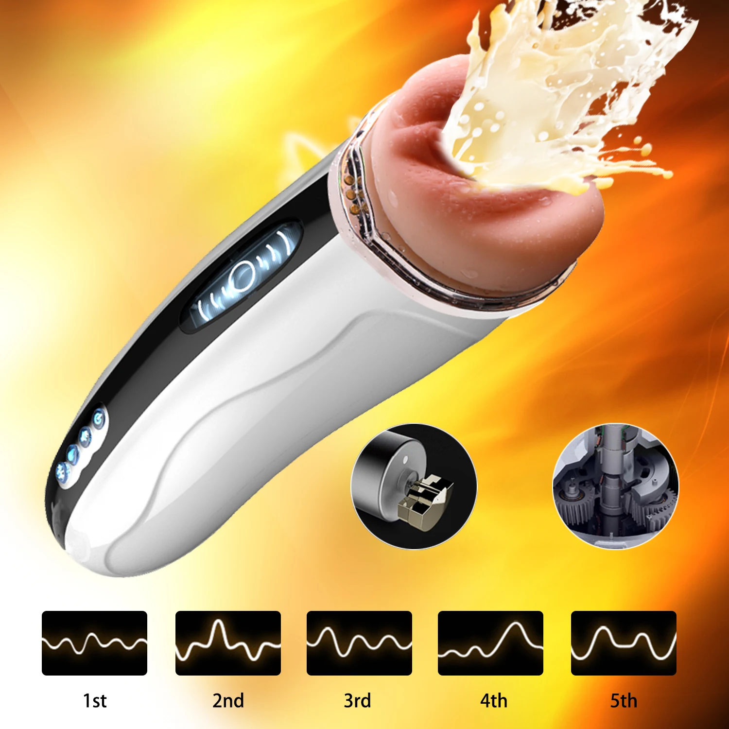 Электрическая телескопическая Глубокая глотка с подогревом мужской мастурба...