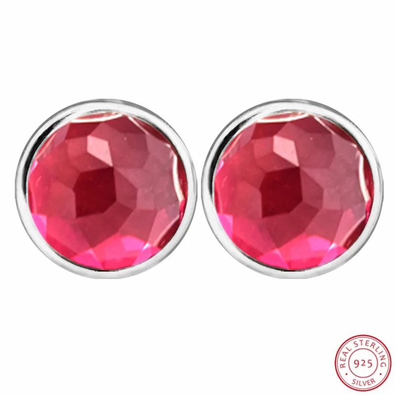 Женские серьги гвоздики из серебра 925 пробы с искусственным Рубином|stud earrings|earrings
