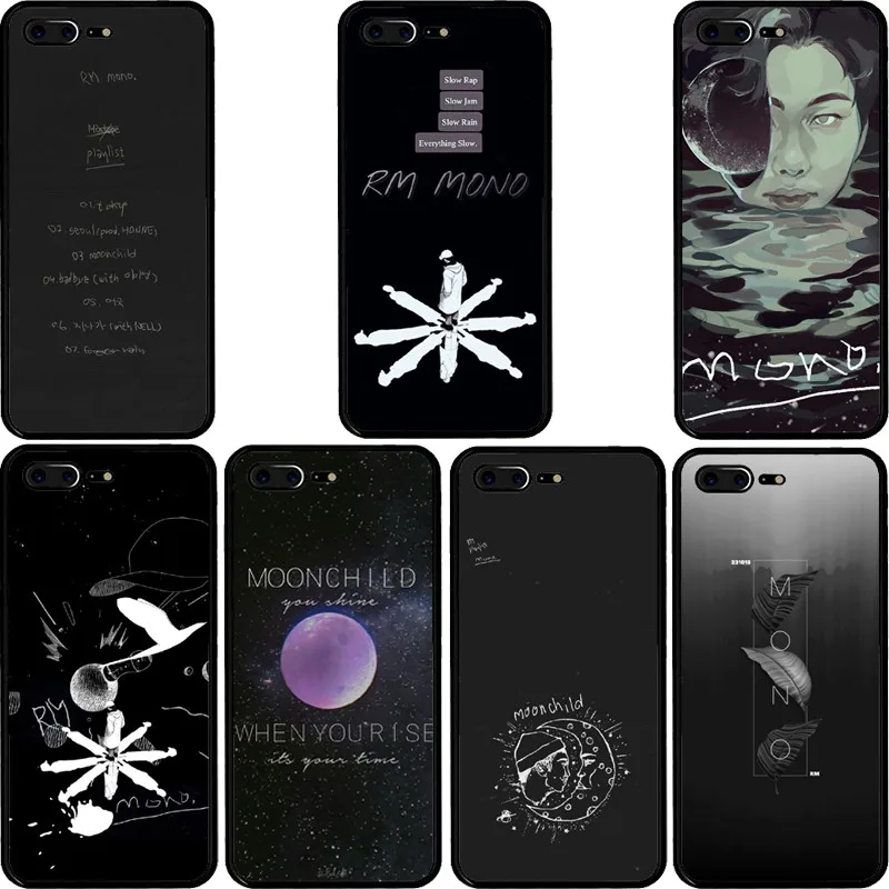

BTS RM Mono 2018 Mixtape Versao Preta caixa do telefone para o iphone X XR XS Max 8 7 6 Plus 5 4 caso de Soft Black TPU Coque