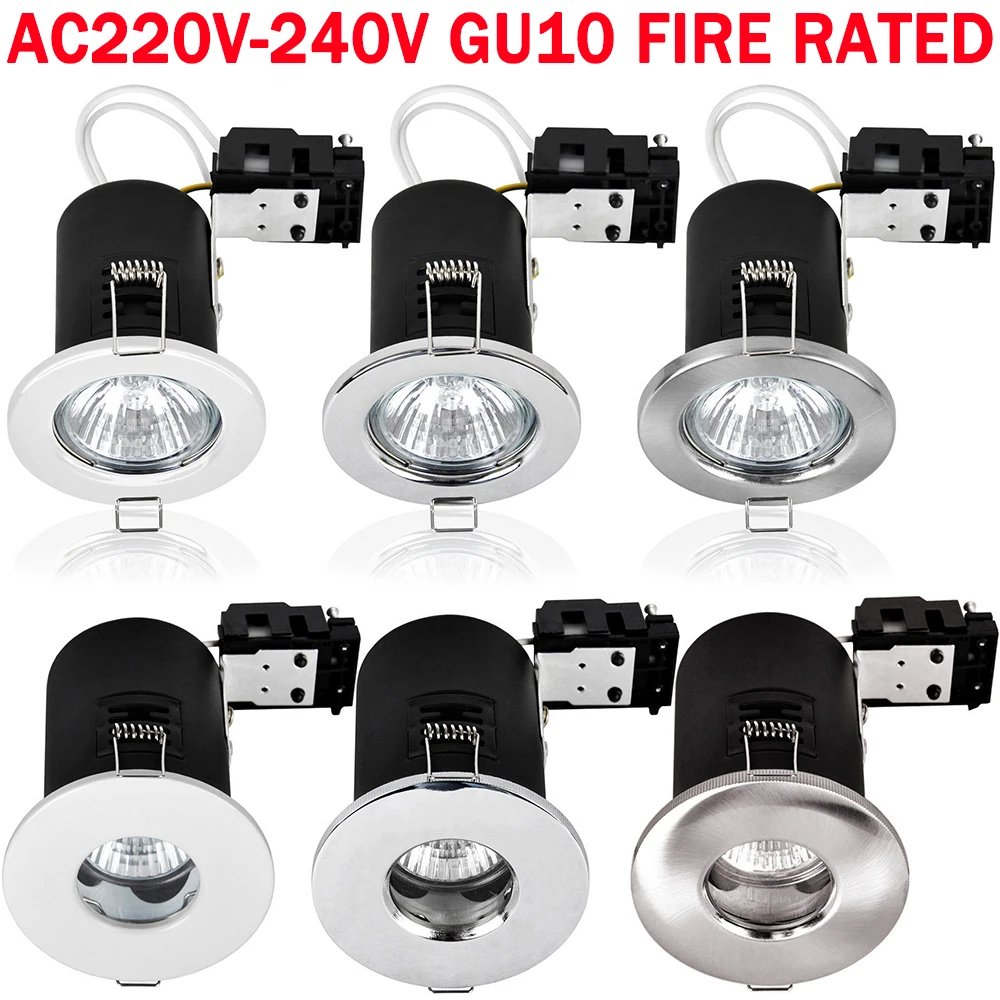 LED Recessed Fire Rated Ceiling Downlights GU10 Spotlights White Satin Nickel 