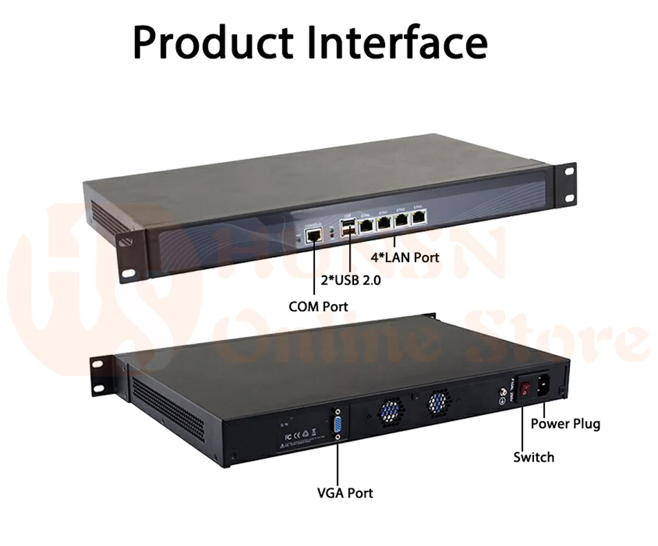 Брандмауэр Mikrotik Pfsense VPN принадлежности для сетевой безопасности маршрутизатор ПК Intel N2815 [HUNSN SA03R] (4LAN/2USB2. 0/1COM/1VGA/вентилятора)