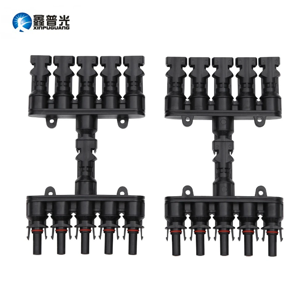 

Xinpuguang 1 sets 5 in 1 MC4 Connector Male & Female Adapter Connection Solar Panel System Parallel Connect Waterproof Adapter