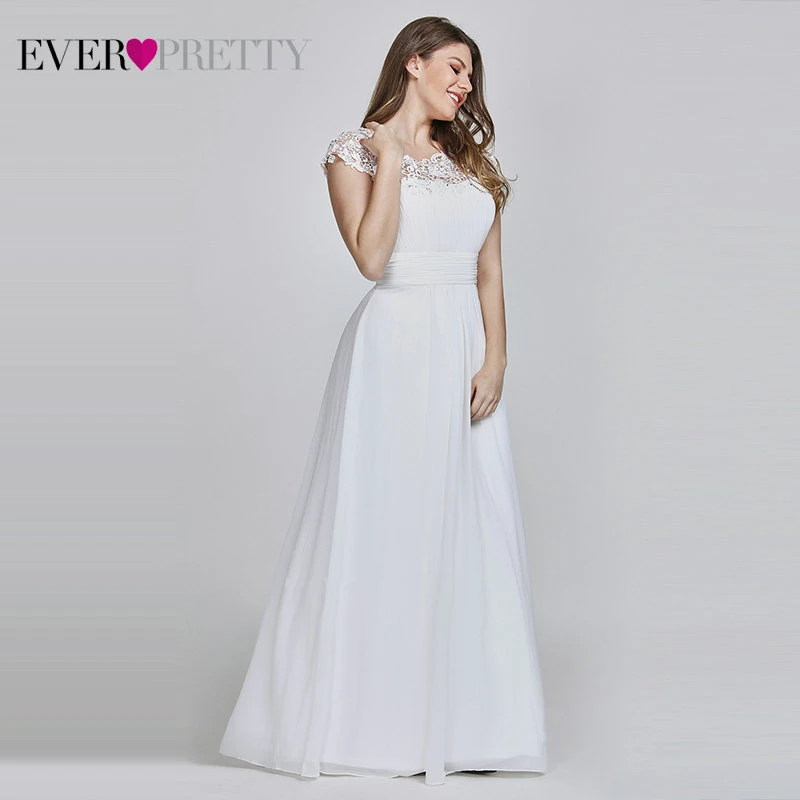 Vestido De Noiva Ever Pretty размера плюс элегантные шифоновые кружевные аппликации белые свадебные платья для женщин Свадебное платье для беременных