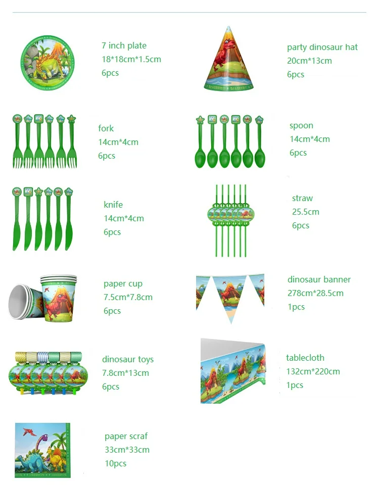 6 шт. в наборе, чашки с динозаврами, тарелки, скатерти, шляпы, флаги, салфетки, столовые приборы для детей, вечерние украшения с днем рождения