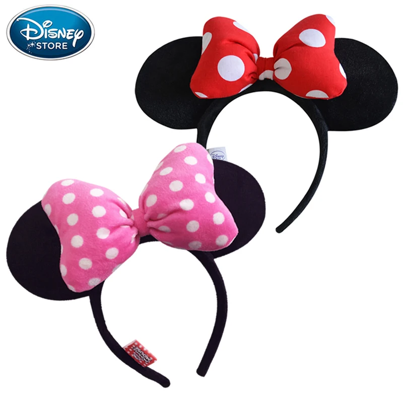 

Disney Original Headband Mickey Minnie Butterfly Bow Knot Hair Hoop Headwear Headdress Plush Toys Accessories For Children Girls