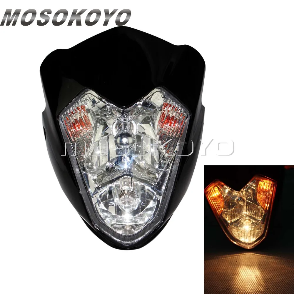 Black Naked Bike Streetfighter Headlight Side Bulb Streetfighter Head