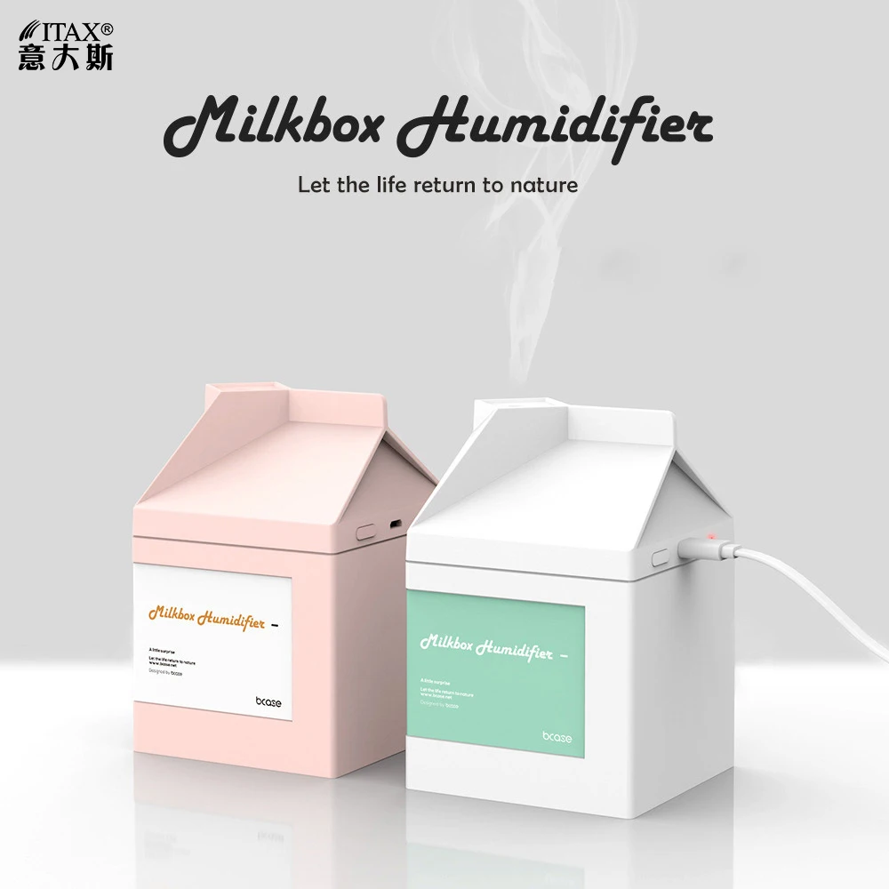 

Electronic creative mini milk box USB humidifier desktop ultrasonic water ITAS3321A