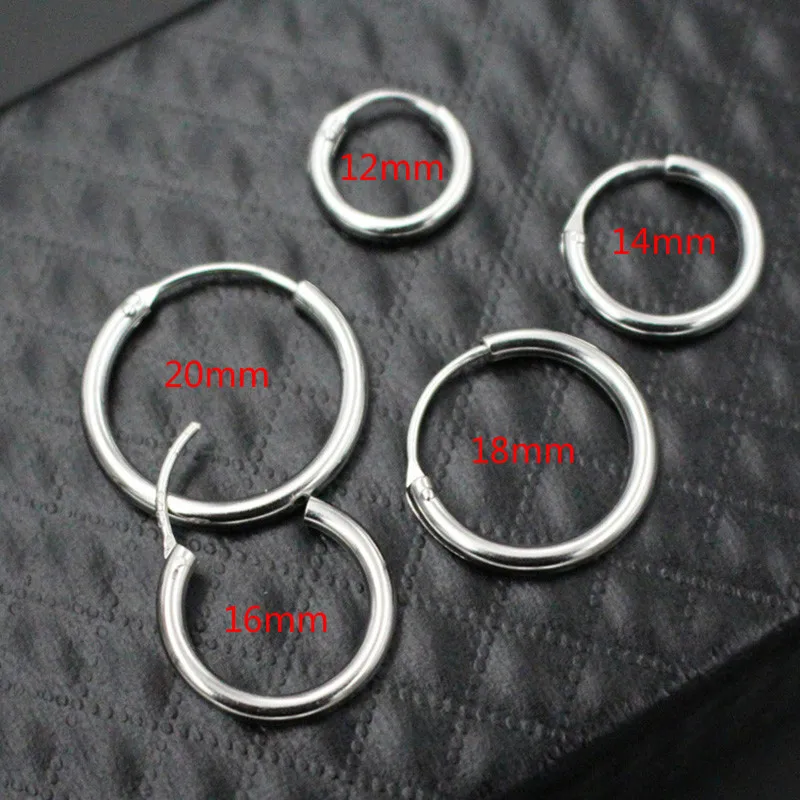 Серьги серебряные 925 простые круглые мужские т в виде колец геометрической формы серьги для мужчин и женщин Персонализированные Хип-хоп панк ювелирные изделия