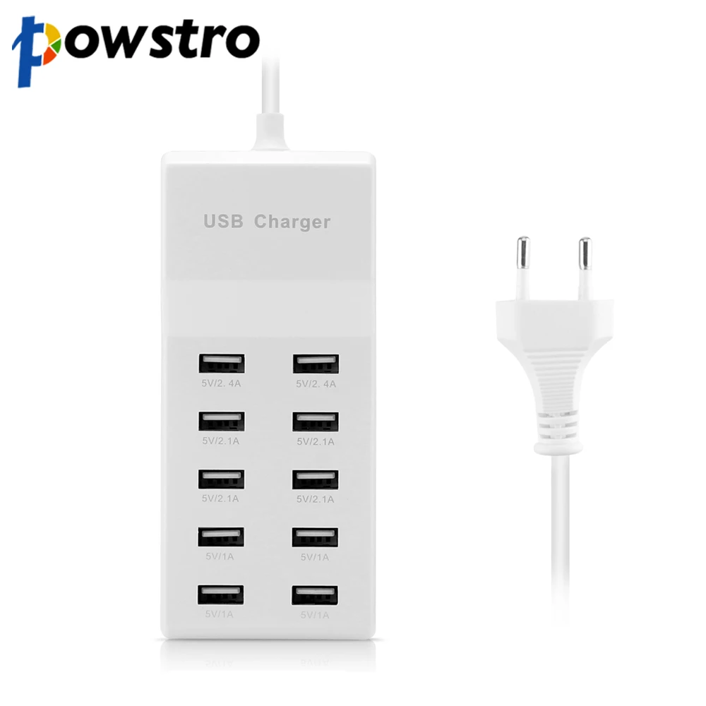 

Powstro 5V10A 10 Ports USB Convenient Quick USB Charger For Smart Mobile Phone Digital Products EU Plug Fast Charger