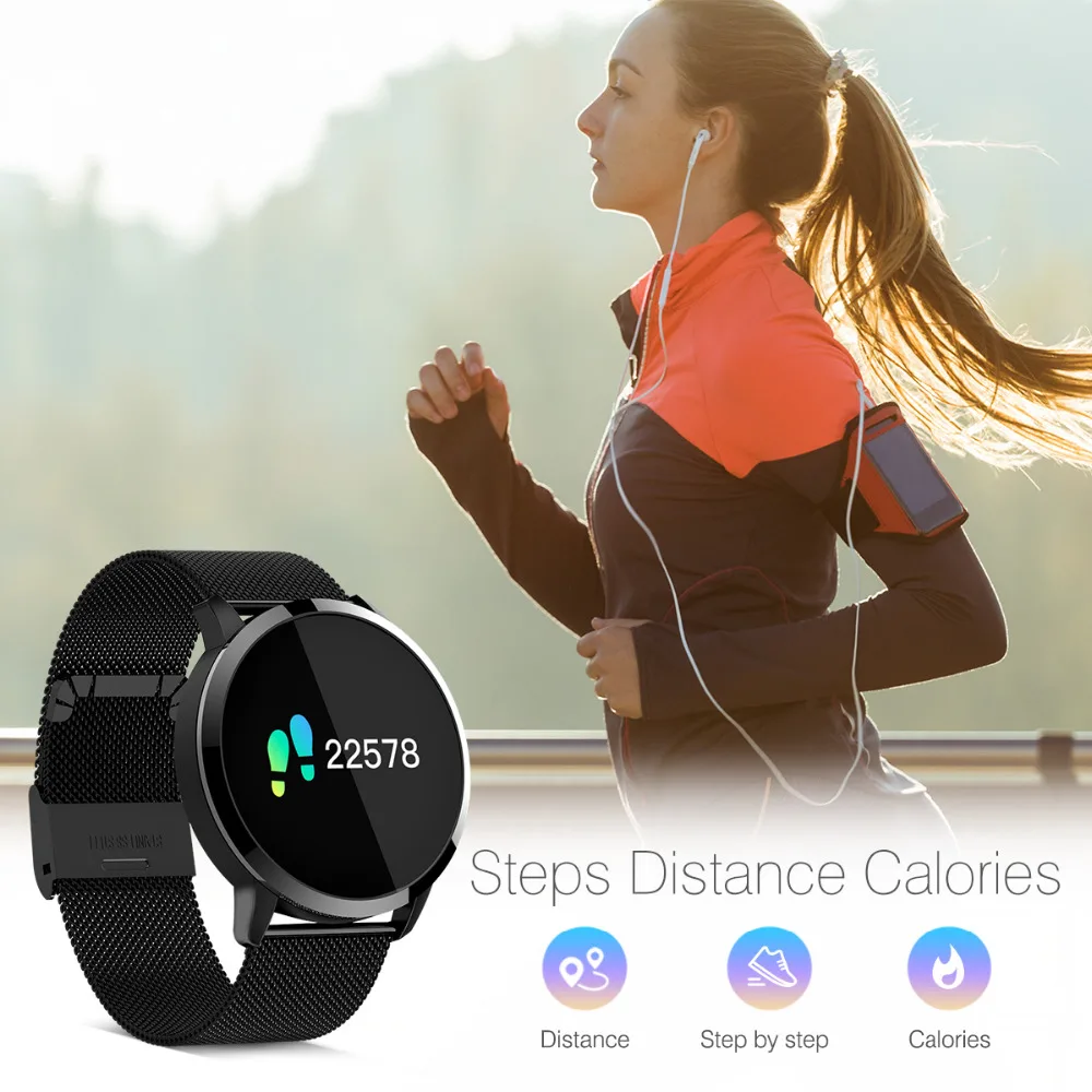 Diggro Q8 Waterproof OLED Bluetooth Fitness Smart Watch Stainless Steel Wearable Device Smartwatch Wristwatch Men Women Tracker