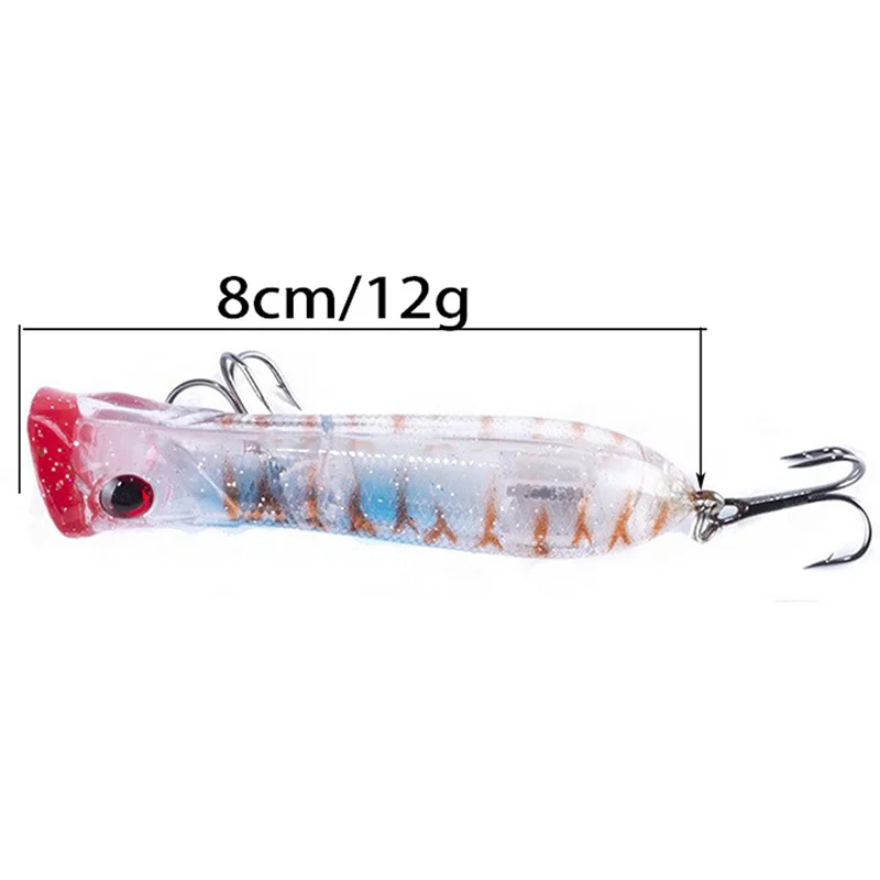 1 шт. жесткий Поппер рыболовные приманки Воблеры с 6 # крючки 8cm12g плавающая вода
