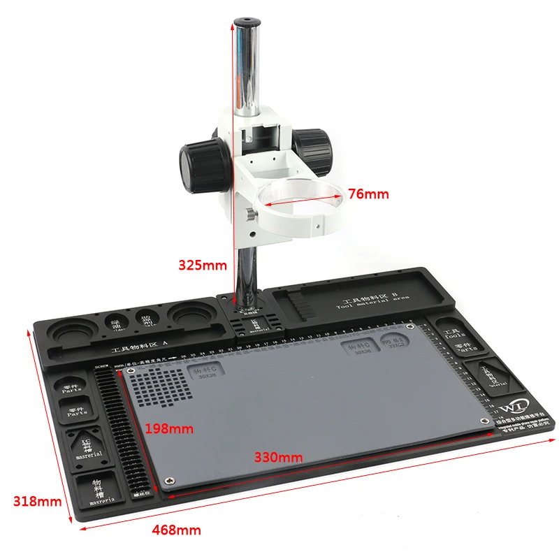 

Multifunction Aluminum Alloy Workbench Big Size Stereo Microscope Stand 76mm Focus Holder Table Working Stand For Phone Repair