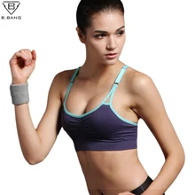 B BANG Sexy Women Push Up Bra Running Sports Shirts for Yoga Gym Fitness Patchwork Tops