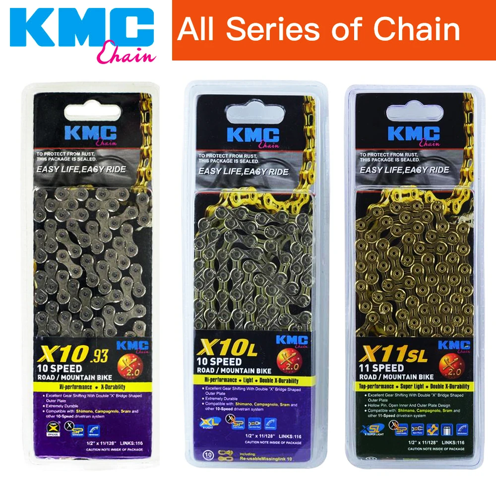 

KMC chain X11SL X11L X10L X10.93 X8PL gold silver chain super light chain mtb road bicycle 8 10 11 speed 116L /chain bike