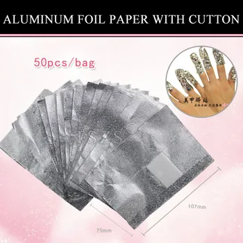 

1bag/lot nail art Aluminum Foil Paper with cutton FOR UV gel wraps remover