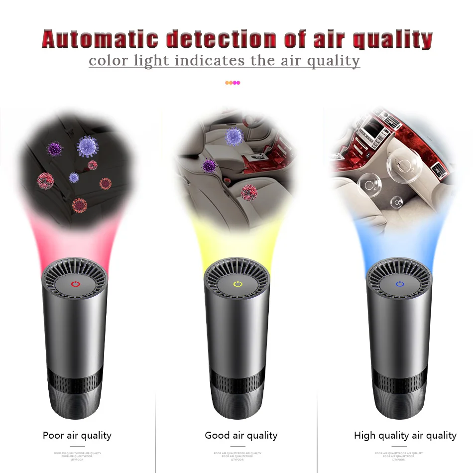  GIAHOL Mini Portable Intelliget Car Air Purifier USB HEPA Fresh Air Negative Ion Cleaner Oxygen Rem