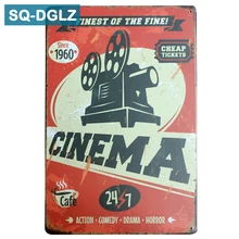 [SQ-DGLZ] горячее кино 24/7 металлический знак Ретро магазин Декор для стен в винтажном стиле Металлические ремесла домашний декор живопись плащи художественный плакат