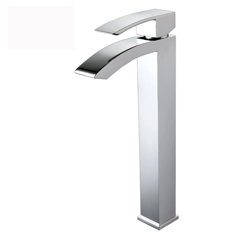 Bathroom Sink Taps Chrome Polish Waterfall Spout Deck Mounted Single Handle Hot Cold Water