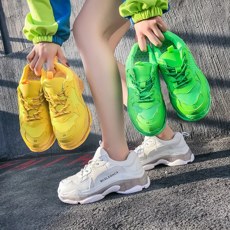 

womens platform high top sneakers glitter sneakers tenis feminino off white shoes Jelly bottom casual platform sneakers
