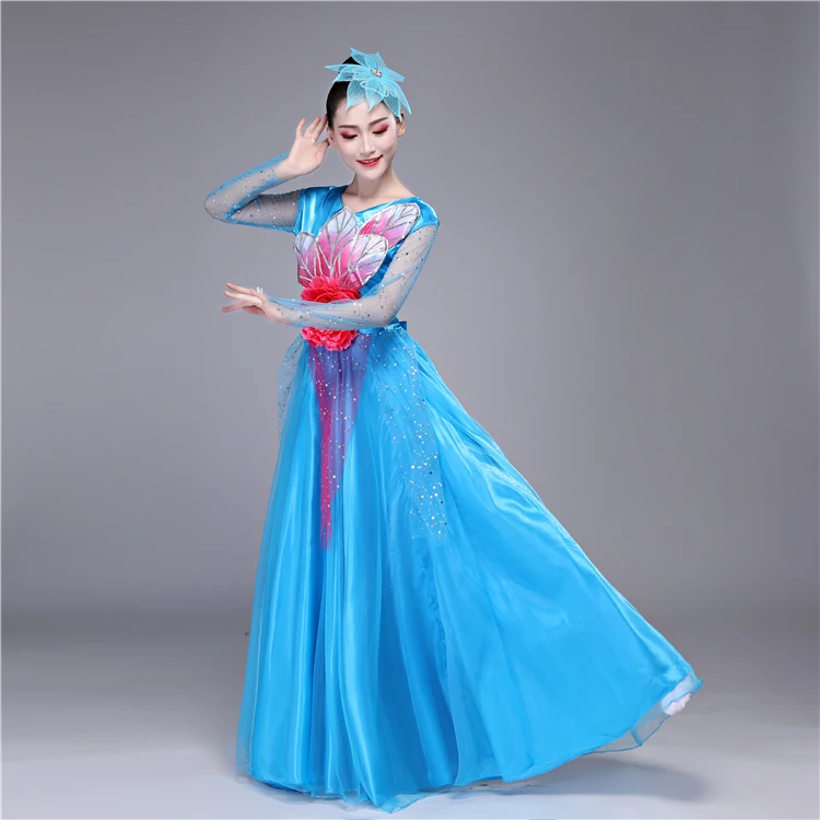 Танец фламенко платье испанская юбка 360 градусов хор открытие танец Swagger юбка Китайский народный танцевальный костюм для выступлений женский